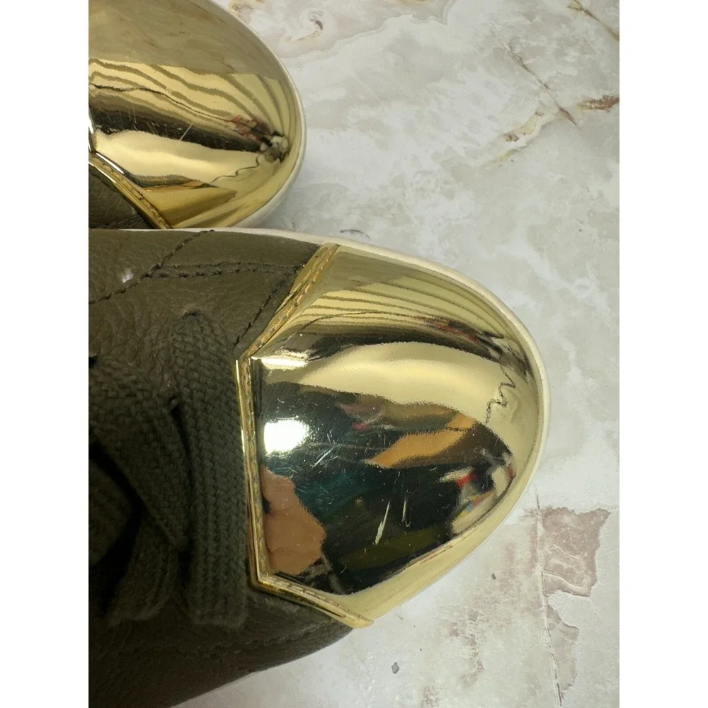 Michael Kors Frankie Striped Sneakers stars stripes stud metallic olive Die 9.5M